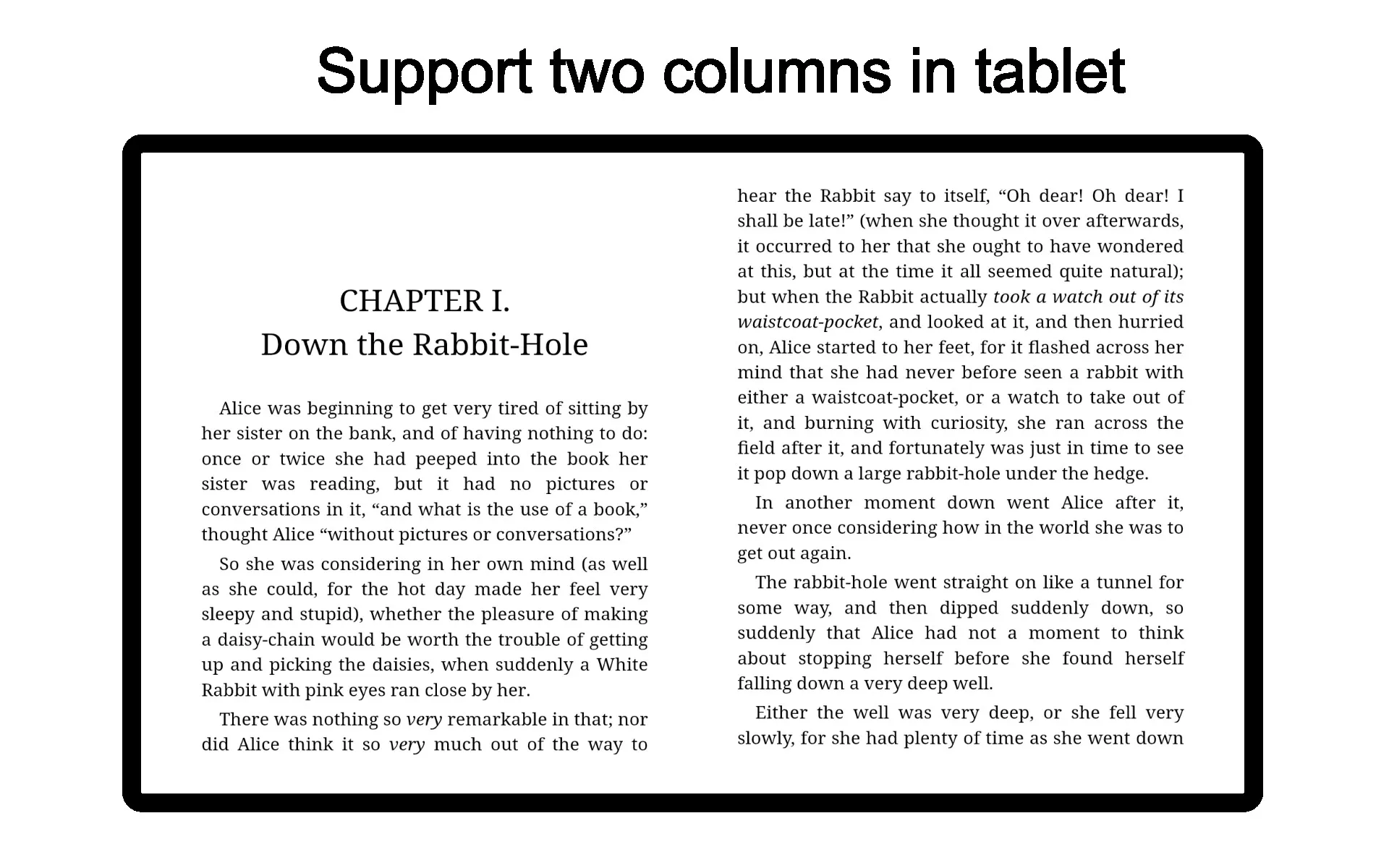 Two column layout on tablet